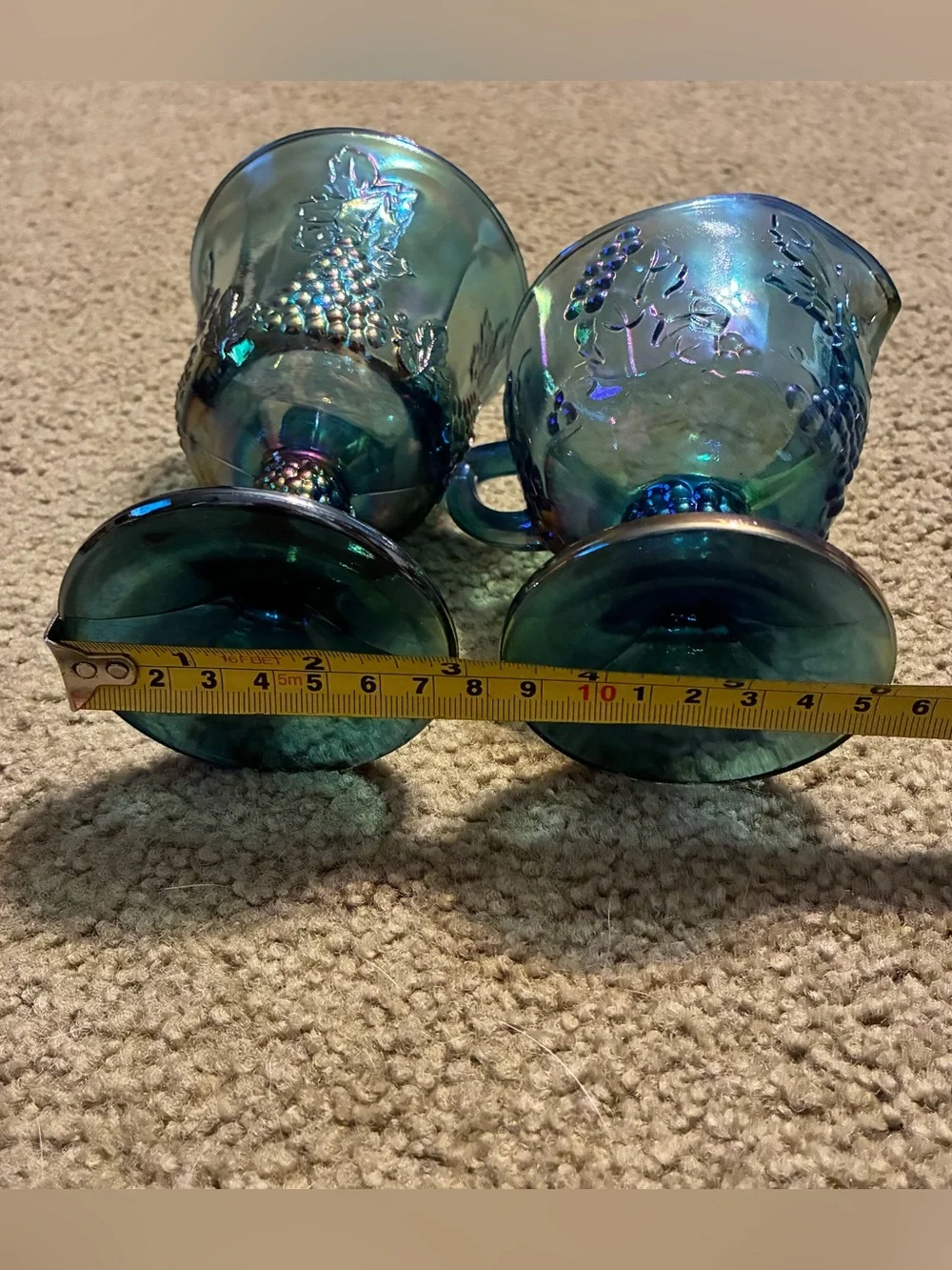 Indiana Glass Iridescent Blue Carnival Harvest Grape Cream & Sugar